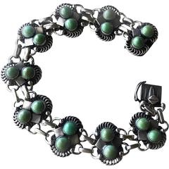 Georg Jensen Sterling Silver Bracelet No 8 with Turquoise Cabochon Stones 