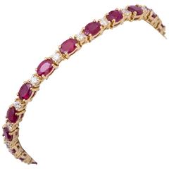 Oval Shape Ruby Diamond Gold Bracelet 5