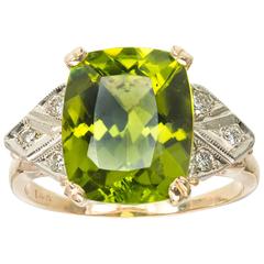 6.50 Carat Peridot Diamond White Gold Cocktail Ring 3