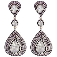 Rose Cut Diamond Silver Gold Earrings 4