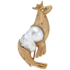 Luise Mother-of-Pearl Diamond Gold Brooch Pendant 11