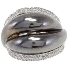 Diamond White and Black Gold Dome Ring