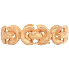 1970s Yellow Matte Gold Italian Link Bracelet 9
