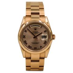 Rolex Rose Gold Day Date Oyster Bracelet Automatic Wristwatch 3