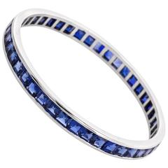 21st Century Sapphire Platinum Eternity Bangle Bracelet