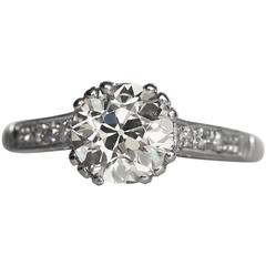 1910 Edwardian GIA Certified 1.52 Carat Diamond Platinum Engagement Ring