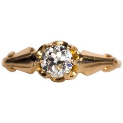 1890s Victorian GIA Certified .50 Carat Diamond Yellow Gold Engagement Ring 8