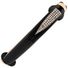 18 Karat Rose Gold Leather and Ebony Bracelet with .43 Carat Diamond Pave 6