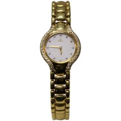 Ebel Beluga Ladies 18 Karat Yellow Gold Diamond Bezel and Dial Watch