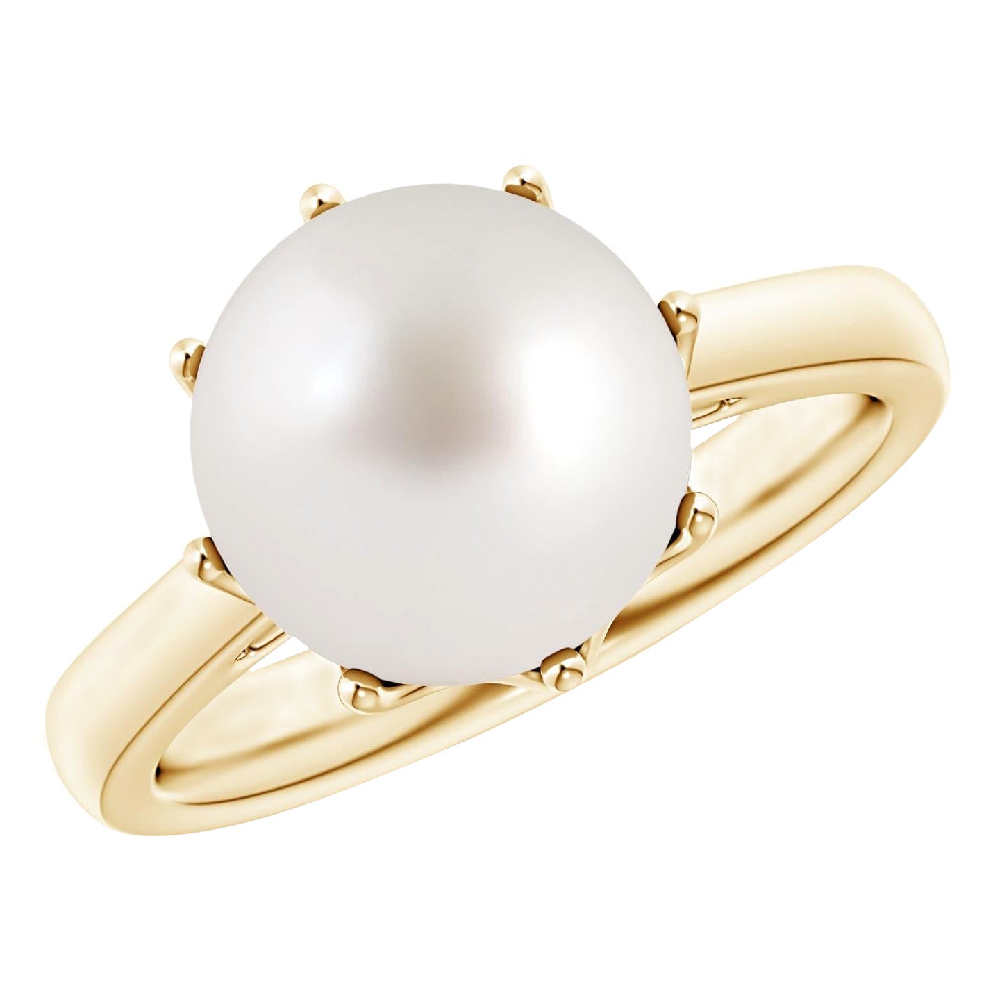Angara South Sea Cultured Pearl Solitaire Crown Ring in 14K Solid Gold for Women (Bague couronne de perles de culture des mers du Sud en or massif 14K pour femmes)