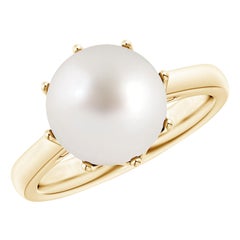 Angara South Sea Cultured Pearl Solitaire Crown Ring in 14K Solid Gold for Women (Bague couronne de perles de culture des mers du Sud en or massif 14K pour femmes)