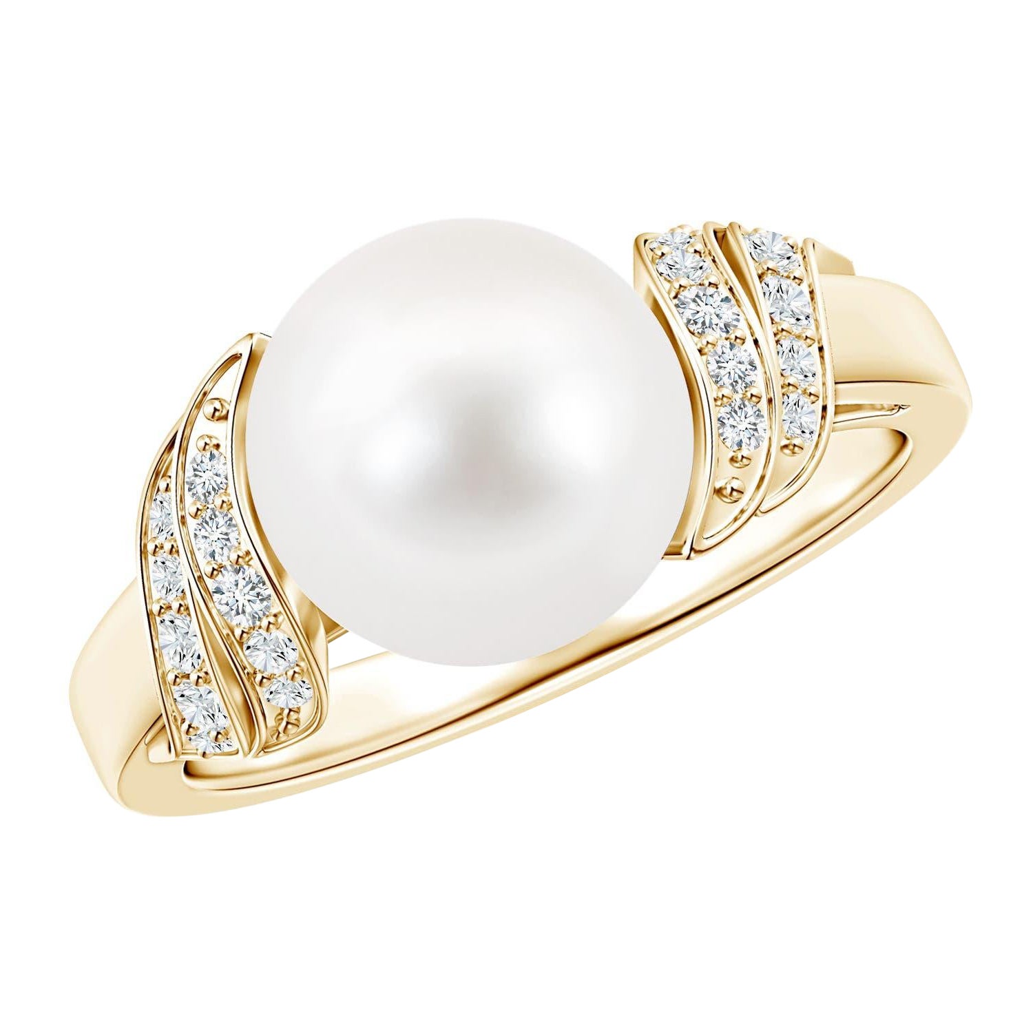Bague Angara en or massif 14K avec perles de culture d'eau douce et diamants