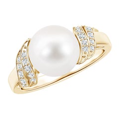 Bague Angara en or massif 14K avec perles de culture d'eau douce et diamants