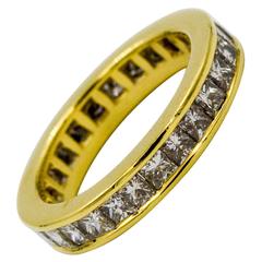 2.00 Carat Princess Cut Diamonds 18 Karat Yellow Gold Eternity Band Ring