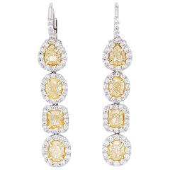 Diamond Gold Platinum Dangle Earrings 10