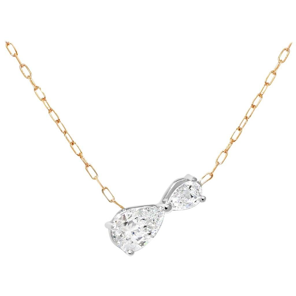 Lizunova Infinity Pear Cut Diamond Pendant Chain Necklace For Sale