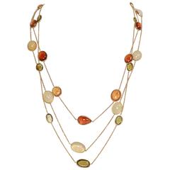 Marion Jeantet Opal Hessonite Garnet Green Tourmaline Yellow Gold Necklaces