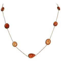Marion Jeantet Hessonite Garnet Cabochons Yellow Gold Necklace