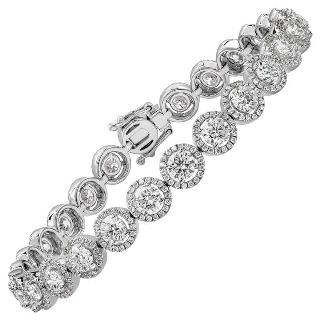 Two-Tone Fancy Color Diamond Halo Tennis Bracelet For Sale at 1stDibs