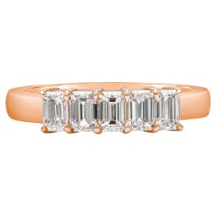 Roman Malakov 0.96 Carats Emerald Cut Diamond Five-Stone Wedding Band Ring