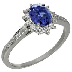 Tiffany & Co. Genuine Tanzanite Diamond Platinum Ring