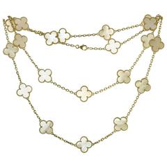 Van Cleef & Arpels Alhambra Mother-of-Pearl Yellow Gold 20 Motif Necklace 1