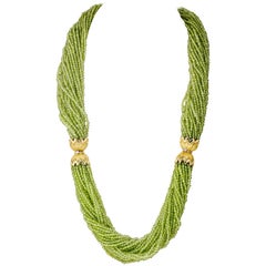 Vintage Tiffany & Co. Schlumberger Peridot Diamond Gold Necklace Bracelet Combination