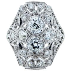 Art Deco Platinum and Diamond Dinner Ring