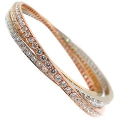 Diamond Tricolor Gold Rolling Bracelet