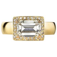 Emerald Cut Diamond Yellow Gold Ring 12
