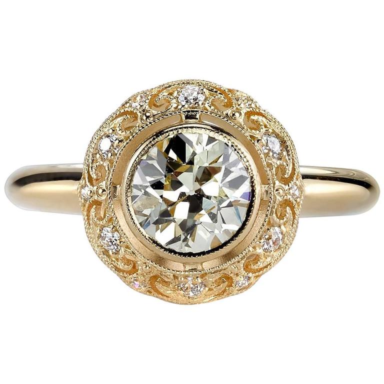 Old European Cut Diamond Yellow Gold Engagement Ring For Sale at 1stdibs