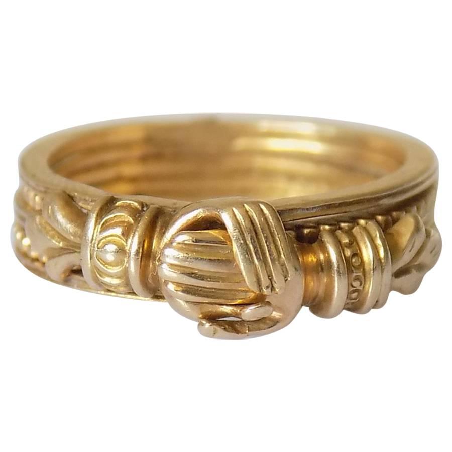 Georgian Yellow Gold Gimmel Fede Ring