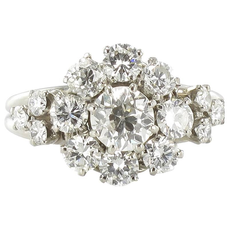 1930s French Platinum and Diamond Engagement Ring