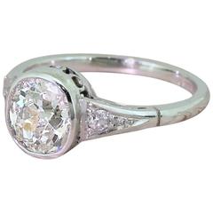 Antique Art Deco 1.30 Carat Old Cut Diamond Engagement Platinum Ring