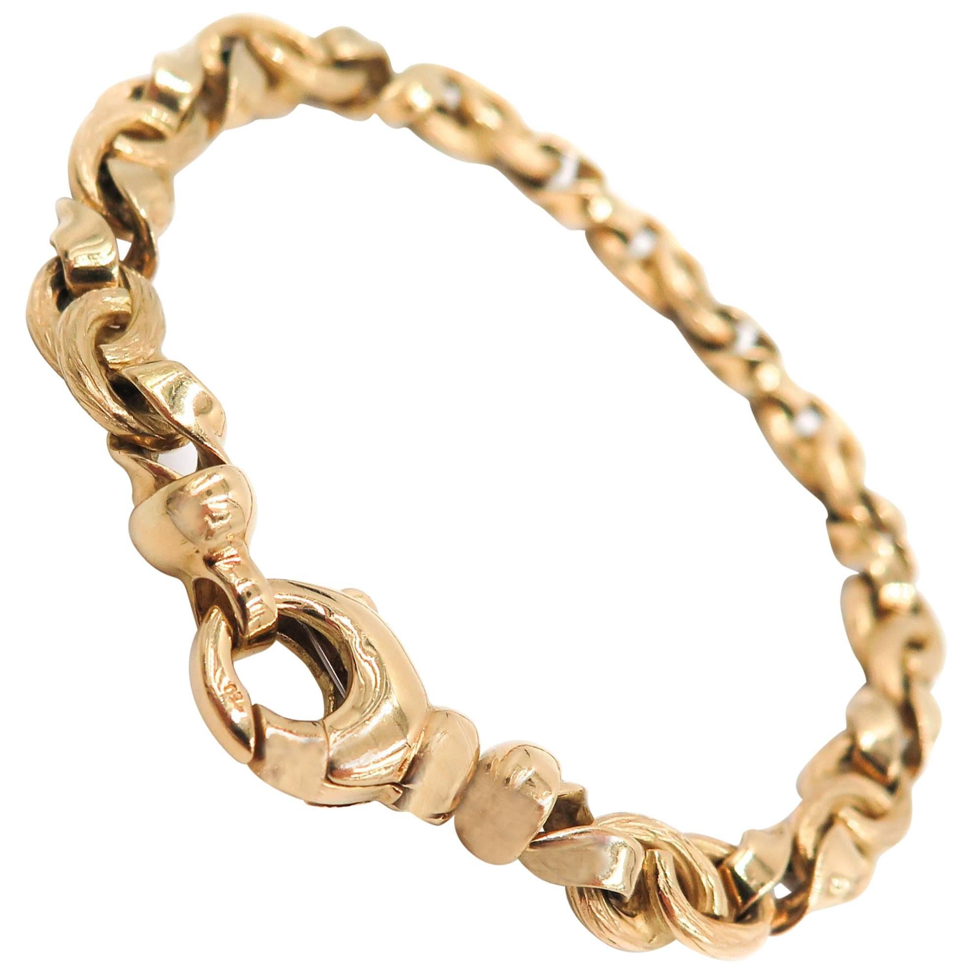 Satin and Polished Gold Bracelet For Sale