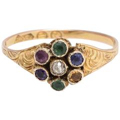 Antique Victorian Dearest Gemstone Acrostic Ring