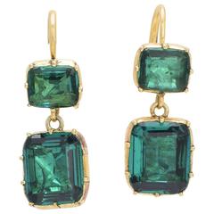 Antique Georgian Green Paste Drop Earrings