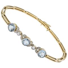 Edwardian Aquamarine and Diamond Bracelet