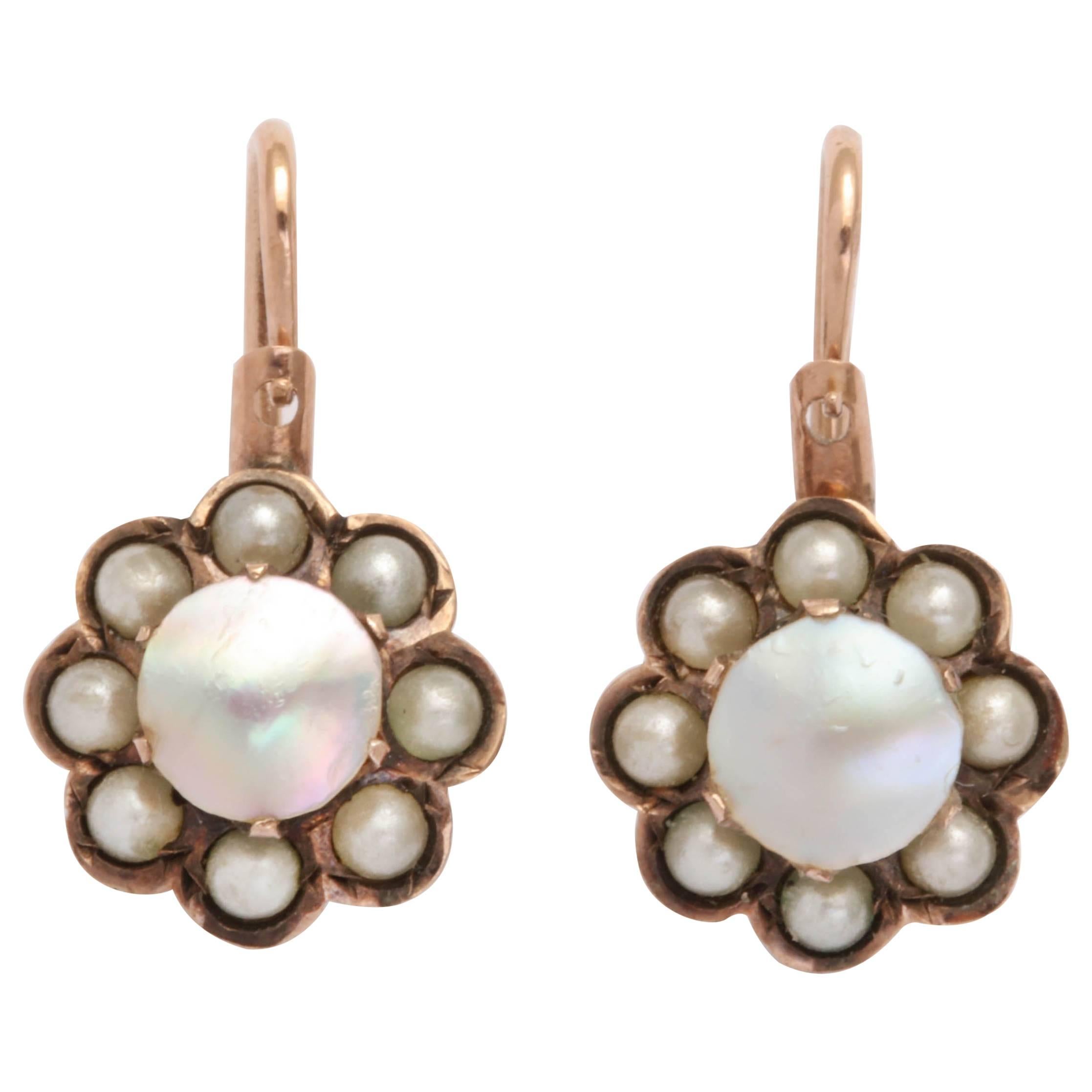 Rose Gold and Pearl Cluster Earrings