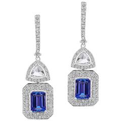 White Gold Tanzanite and Diamond Drop Earring 8