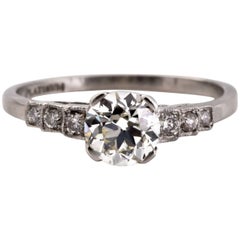 Antique 1910 Art Deco GIA Certified .87 Carat Diamond Platinum Engagement Ring