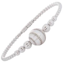 Bracelet 18 Karat White Gold South Sea Pearl and Diamond Bangle 6