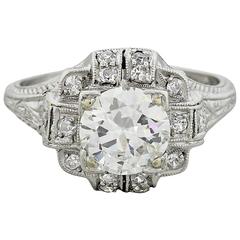 Exquisite Antique Art Deco 1.62 Carat Diamonds Platinum Engagement Ring