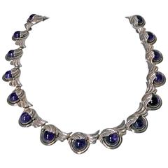 Vintage Margot De Taxco Amethyst Sterling Silver Necklace, circa 1950