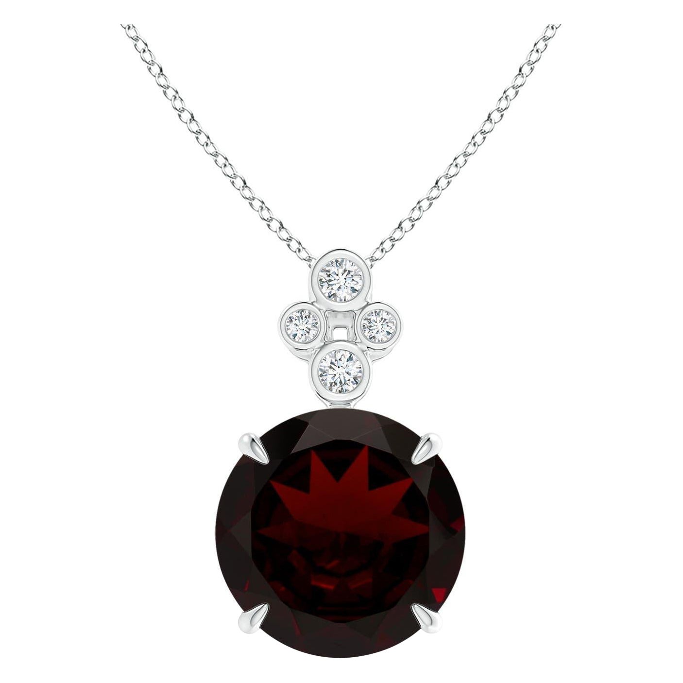 Angara Pendentif en or 14K avec grenat naturel certifié GIA de 8,62 ct et diamant