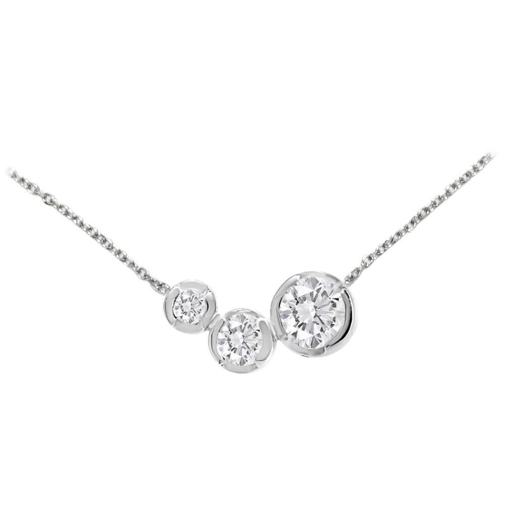 Lizunova Round White Diamond 18 Karat White Gold Pendant Necklace For Sale