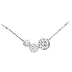 Lizunova Round White Diamond 18 Karat White Gold Pendant Necklace
