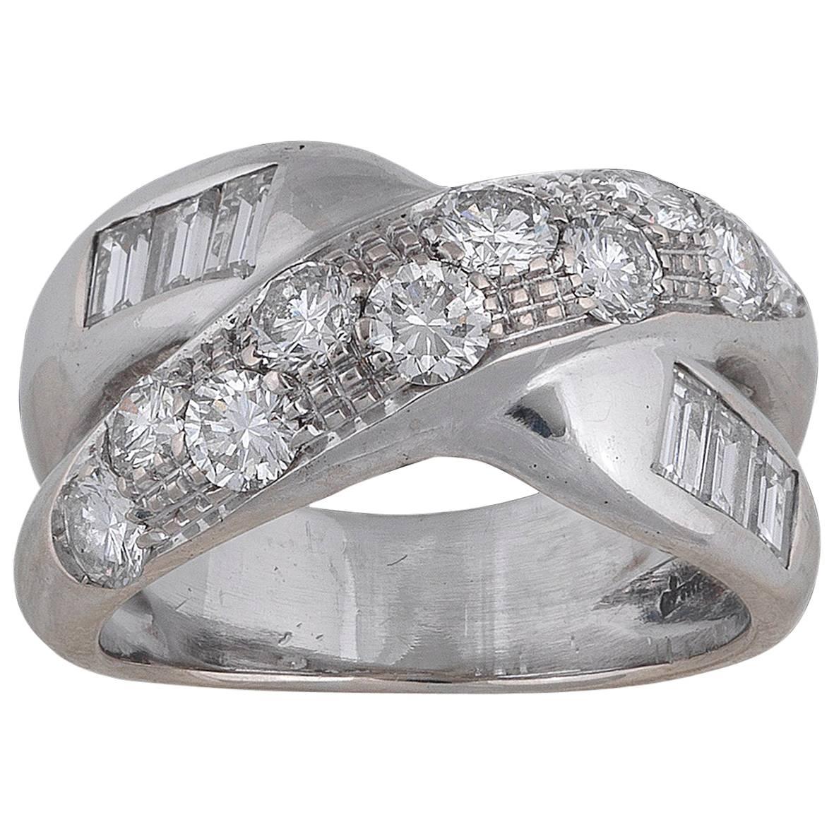 Diamond White Gold Crossover Engagement Ring