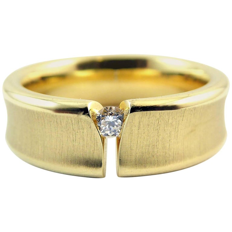 Contemporary Design Diamond Ring, 18 Carat Gold, Unisex Wedding Band ...