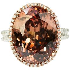 Magnificent 19.76 Carat Natural Zircon White Gold Ring 5